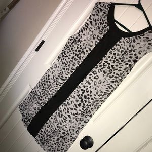 Black and white silk dress animal print